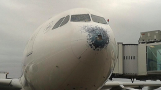 Illustration for article titled An Airbus A330 Recently Flew Into A Hailstorm -- And This Is The Result